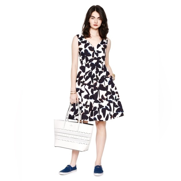 NWT Kate Spade Butterfly Black White Colorful Rainbow Fit & Flare Pocket Dress 6 - Picture 1 of 15